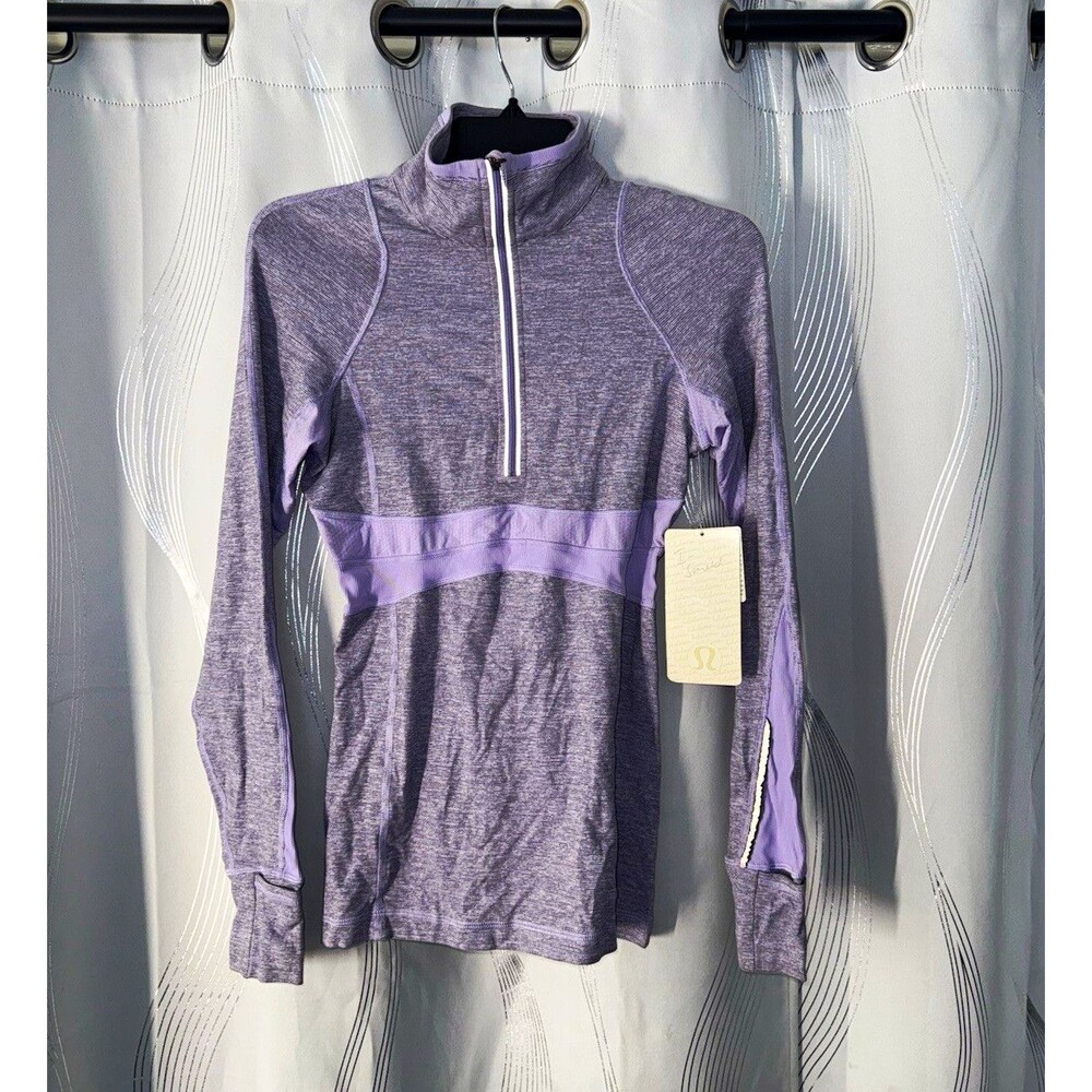 lululemon Run: Full Tilt 1/2 Zip Mock Neck Pullover Sz 4 Purple Gray
